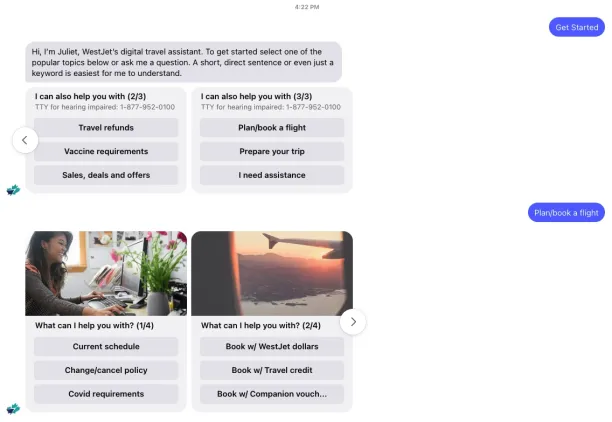 An example of travel chatbot.