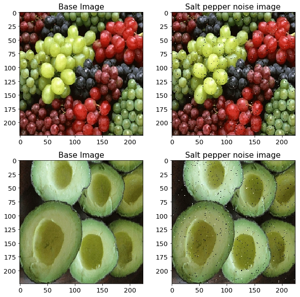 Adding noise to images as a data augmentation technique.