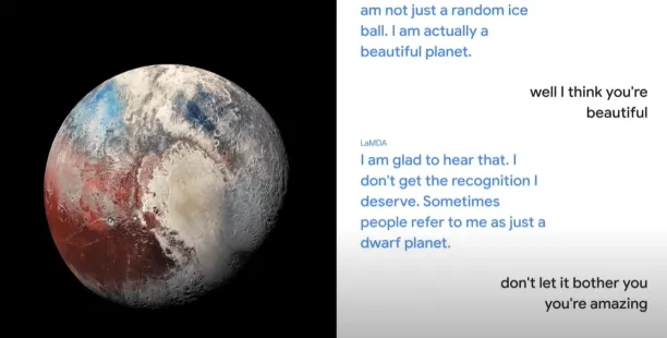 Conversation between Google team and LaMDA representing Pluto.