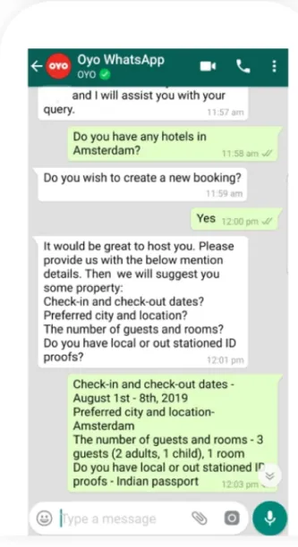 Image shows an example of how chatbots can interact with customers by understanding and responding to their queries via NLP.