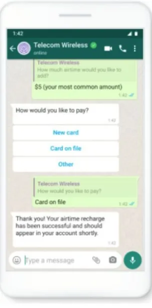 Image shows an example of how buttons can navigate users to continue interaction with WhatsApp chatbot.