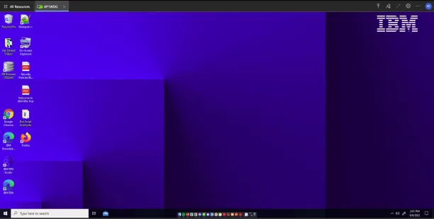 A screen shot of IBM's RPA Mac tool that runs on Mac via a Windows virtual desktop