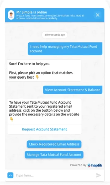 Image shows a conversation example where a chatbot automate customer service.
