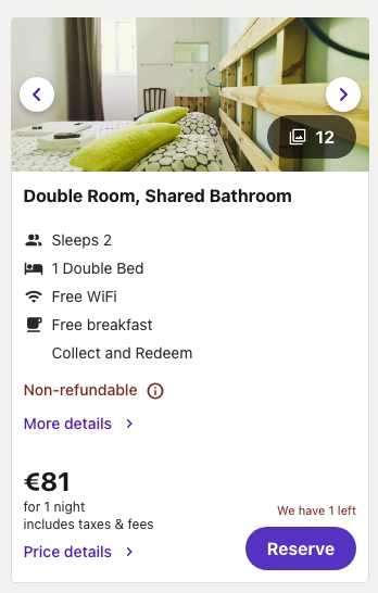 A screen shot of a hotel's listing on Google. A benefit of RPA in hospitality industry is that users can make reservations on their own.