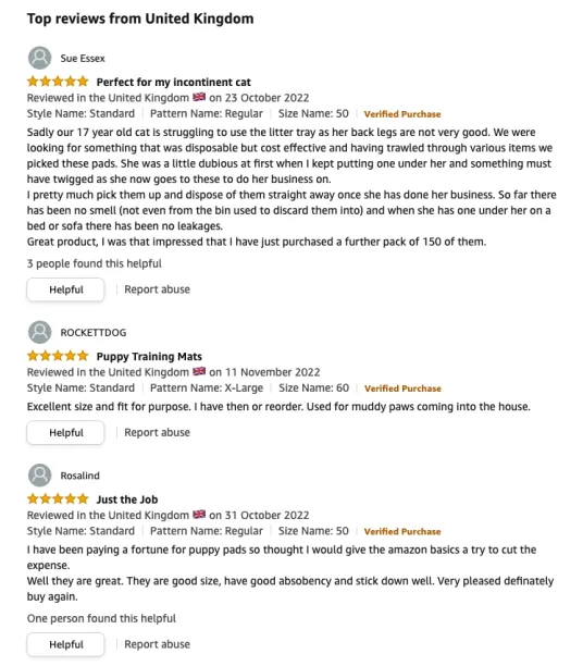 A screenshot of users' reviews on Amazon on a dog diaper. Another benefit of competition monitoring automation is that companies may have easy access to what users are thinking about the competition. 