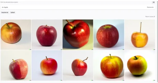 “An Apple” will get a series of photorealistic apple images.