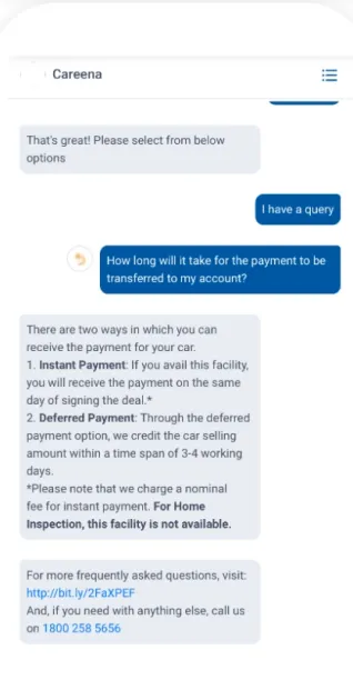 Image is a screenshot of a conversation between FAQ chatbot and a customer.