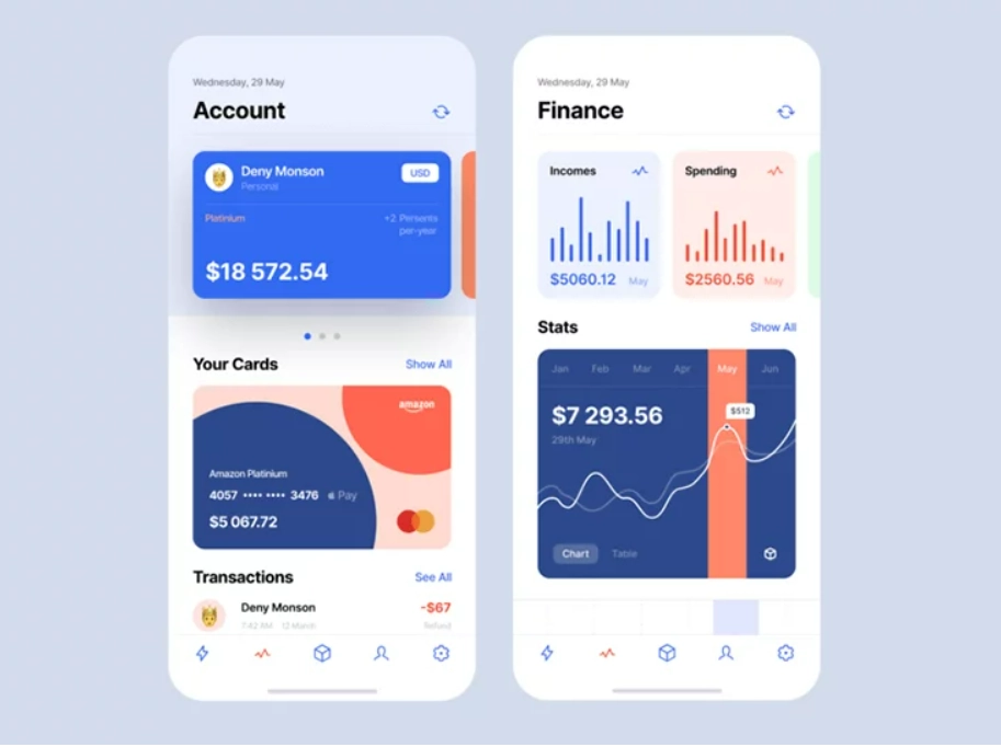 Image shows a sample of banking app applications.