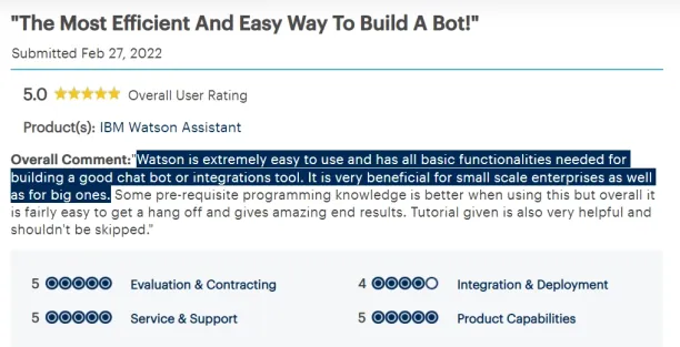 User comments suggest that it is easy to use IBM chatbots. Thus, it is an appropriate software for small businesses.