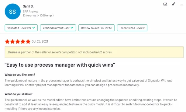 User review on SAP Signavio focusing on process manager toolkit. 