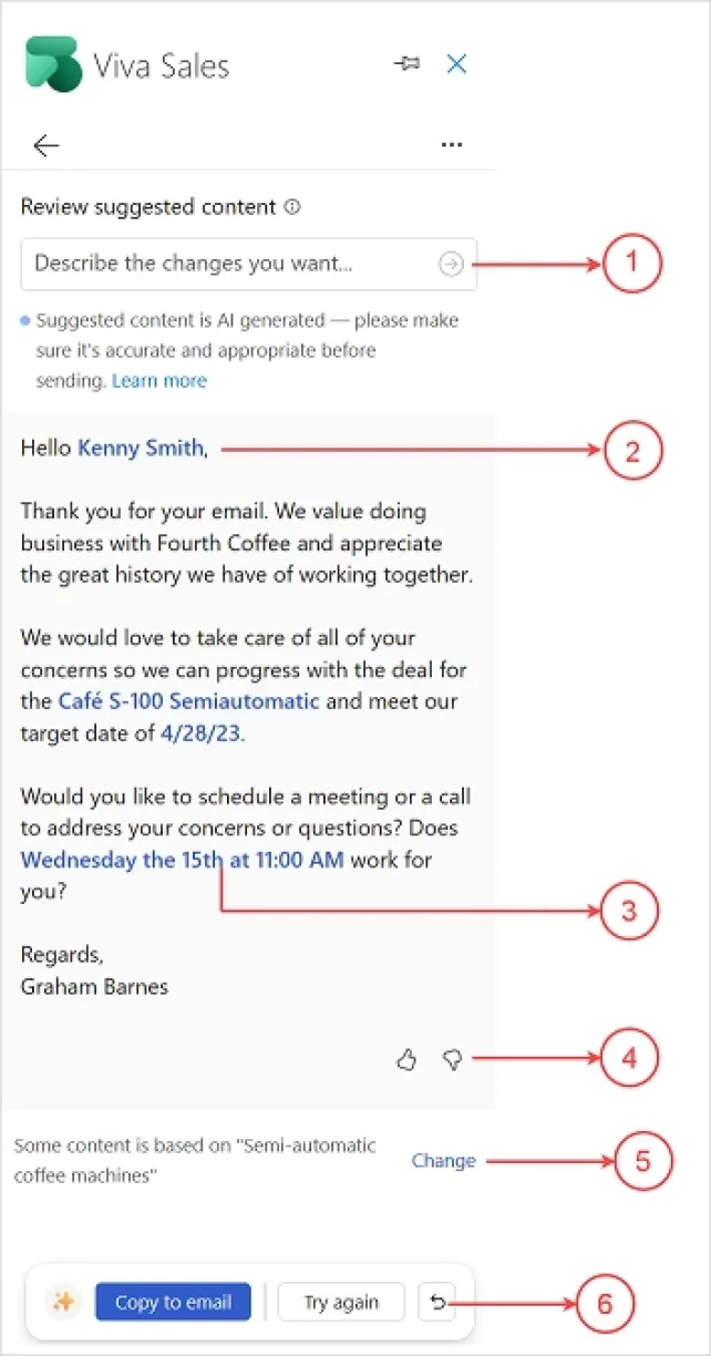 Generative AI for sales email generation by Viva Sales.
