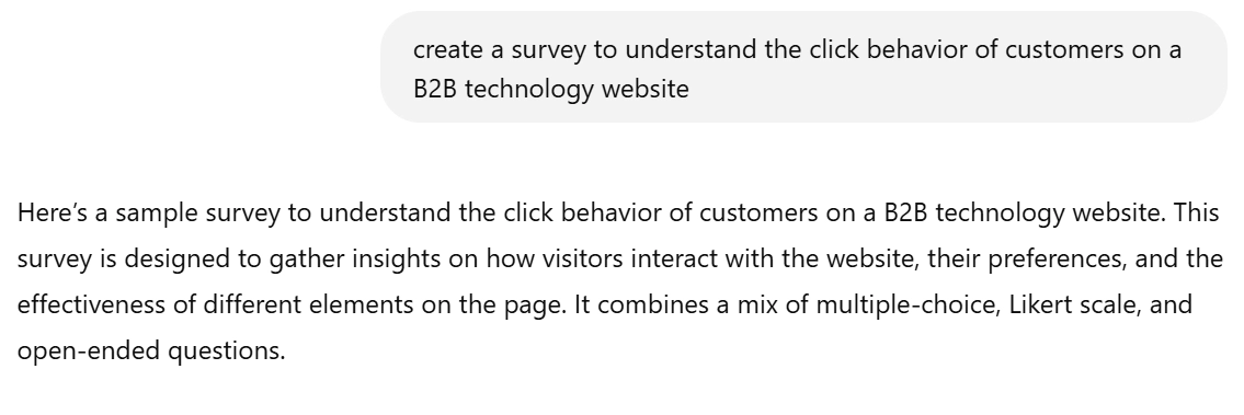 Prompt example for a survey creation on ChatGPT survey