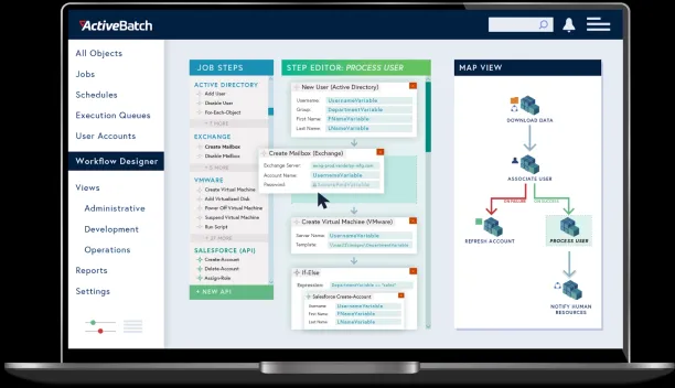 ActiveBatch is one of the SAP Job Scheduling Software so the image shows ActiveBatch WLA platform workflow designer.