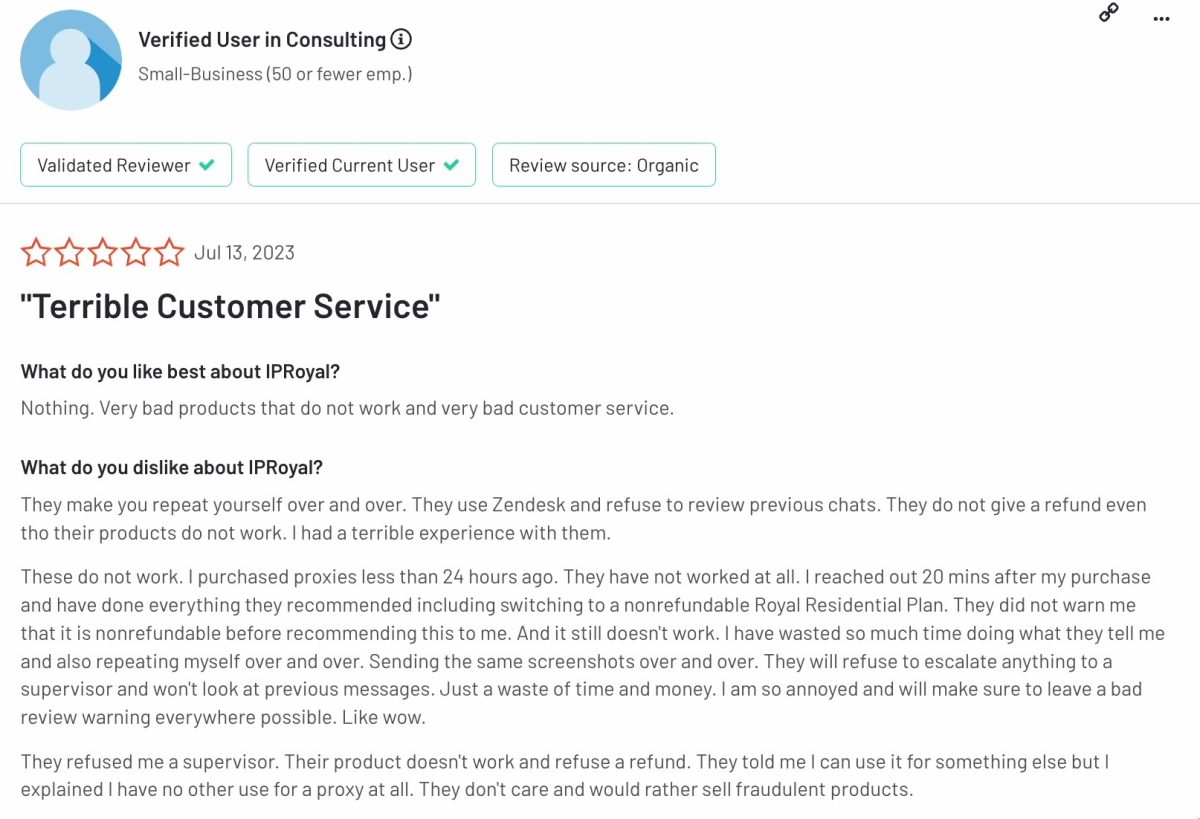 IPRoyal customer review