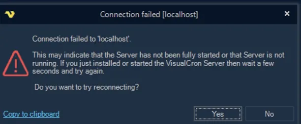 VisualCron error example