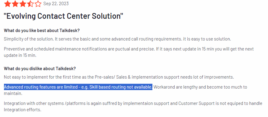 talkdesk cons call routing