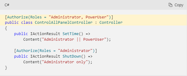 Adding action level roles to employees in ASP.NET Core by writing code on C