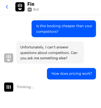 Demonstration of Fin AI chatbot.
