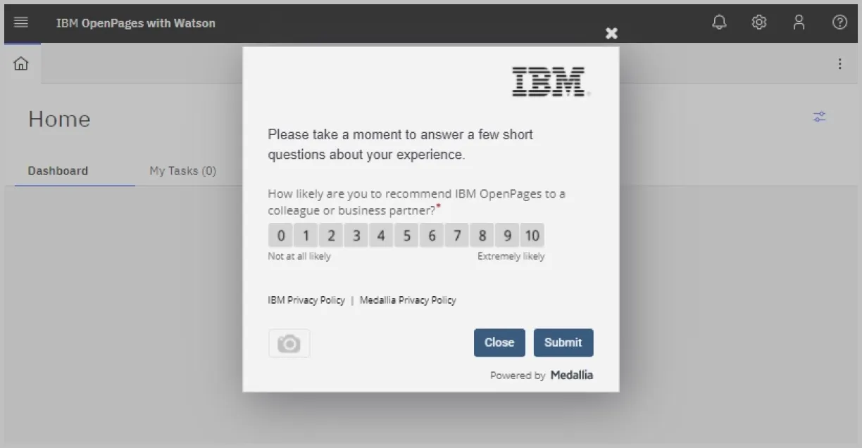 IBM Net Promoter Score (NPS) Survey, a b2b satisfaction survey example