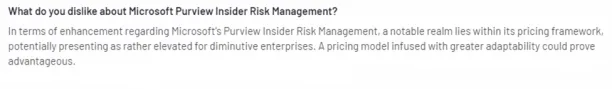 Microsoft Pureview Insider Risk Management user reviews cons