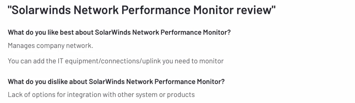 SolarWinds Network Performance Monitor Reviews: Details, Pricing & Features