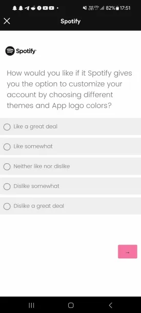 This image shows likert scale UX survey question, one type of UX survey question.