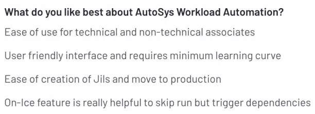 Autosys user review on its ease of use features.