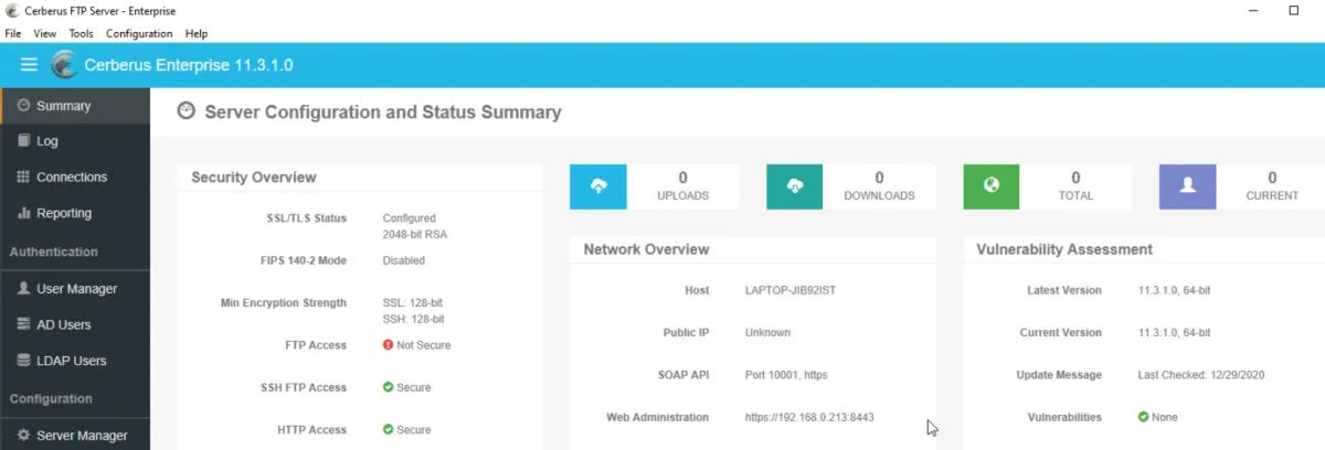 goanywhere alternative cerberus ftp desktop view