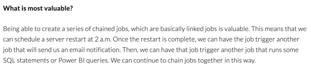 JAMS user review on creating linked jobs that can be scheduled with a job triggering feature.