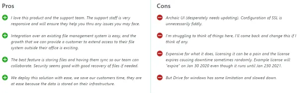 pros and cons of filecloud