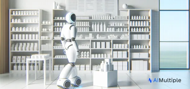 A robot working in a retail store to replenish inventory for retail monitoring.