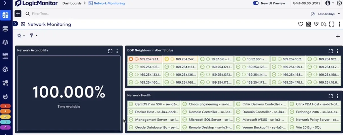 logic monitor user interface- network observability tools