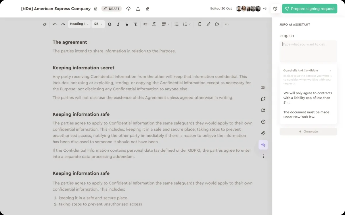 The image illustrates how Juro drafts documents.