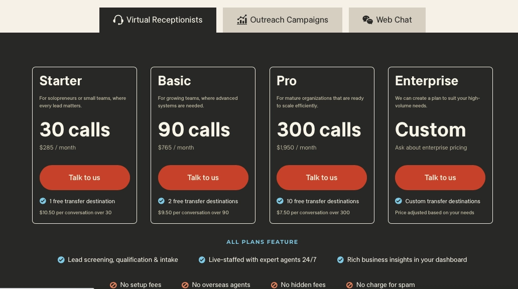 The image shows pricing options for Smith AI.