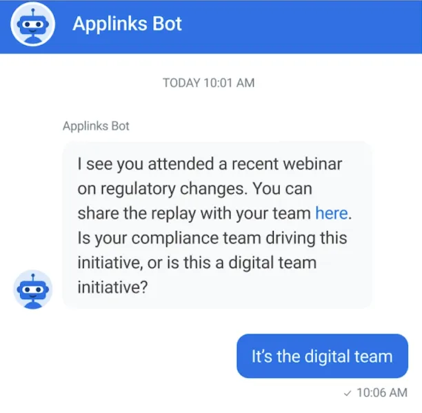 Drift Email's ChatBot example
