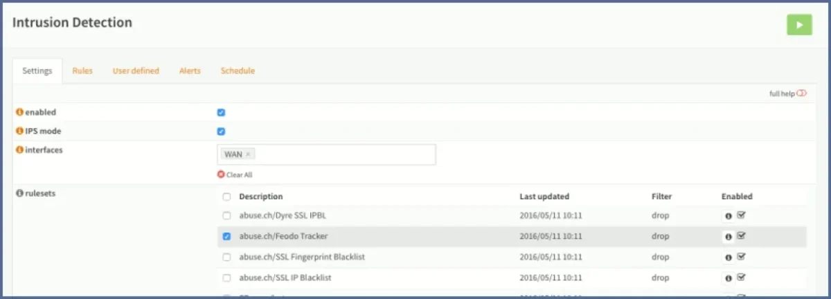 This image shows how OPNsense, as one of the open-source firewall management system, enable IPS