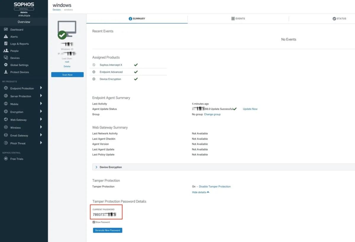 Sophos testing screenshot for the DLP review article