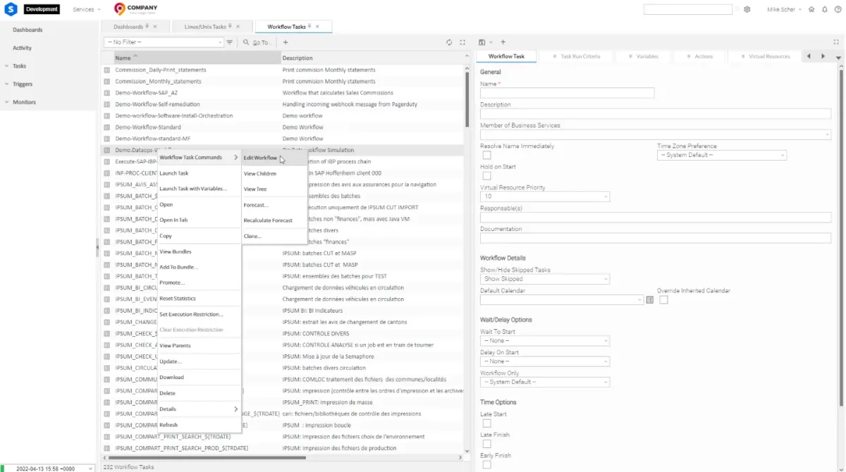 The image is a screenshot from Stonebranch workflow management.