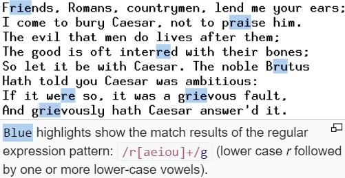 Regular expression search through the text.