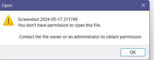 Notification remark on the permission violation.
