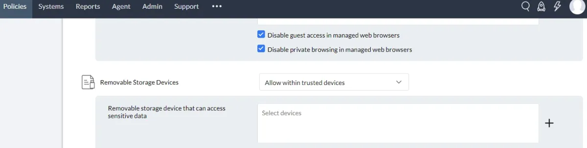 ManageEngine Endpoint DLP's policy association window.