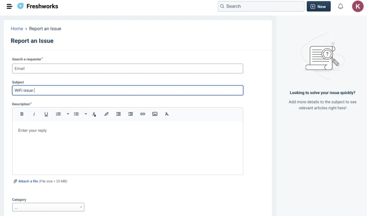 Freshservice IT service management self service portal dashboard. 