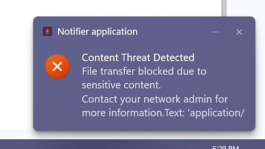 Notifier explains blocked action.