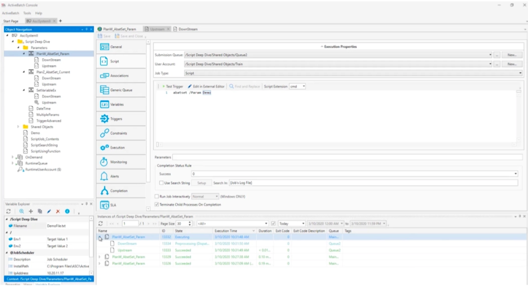 Scripting feature of ActiveBatch is illustrated on the platform