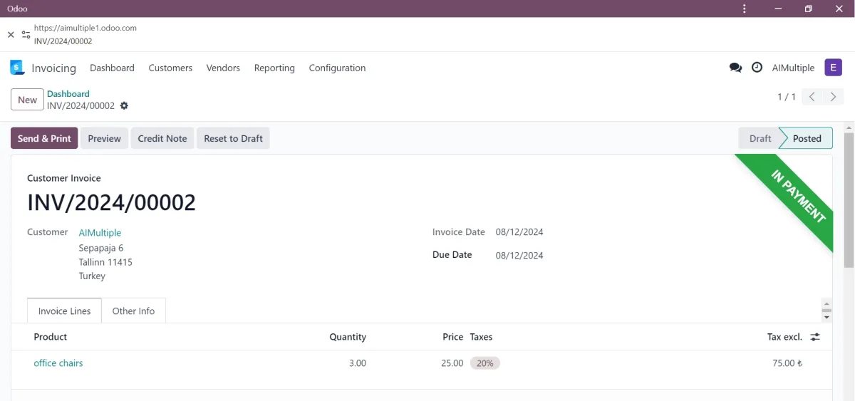 Invoice creation with Odoo for procurement software comparison