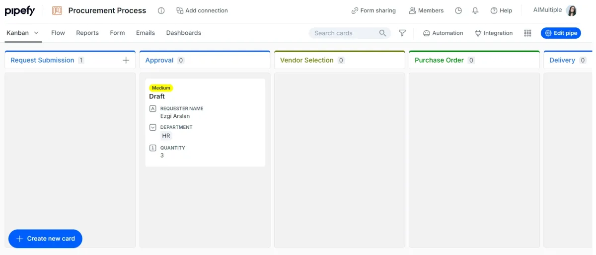 Approval processes of Pipefy for procurement software comparison
