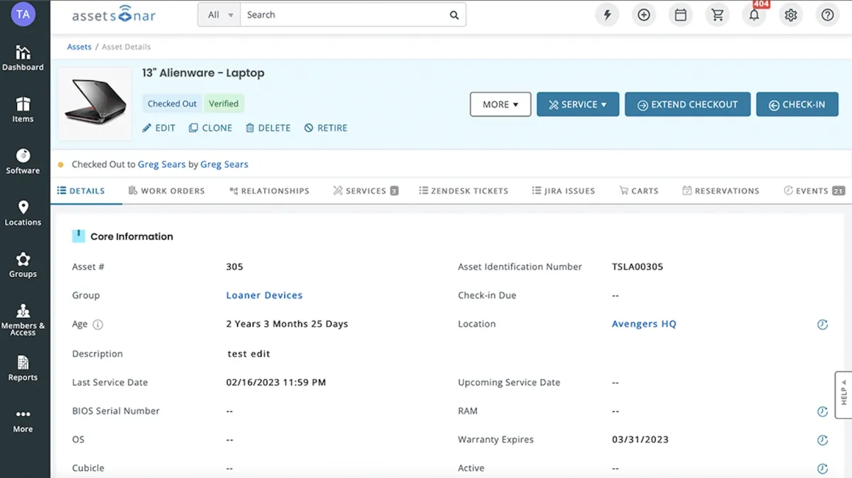 AssetSonar hardware asset management dashboard.
