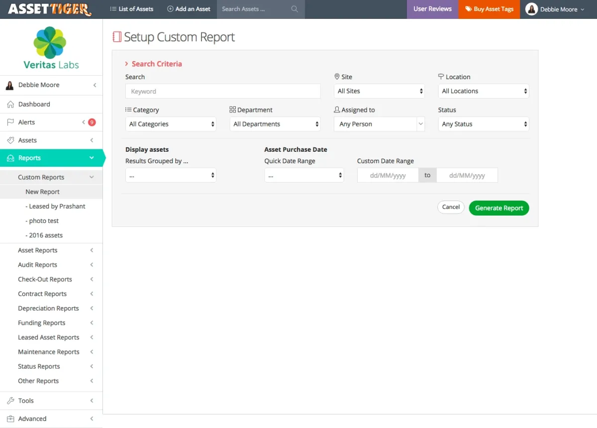AssetTiger free ITAM software custom reporting features.