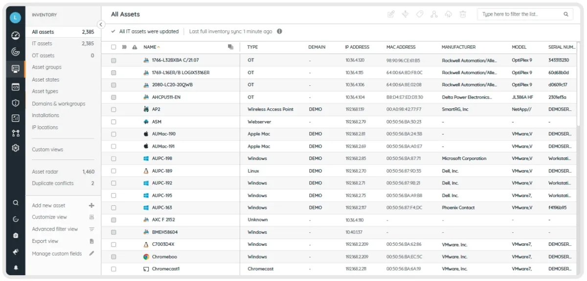 Lansweeper IT asset inventory management.