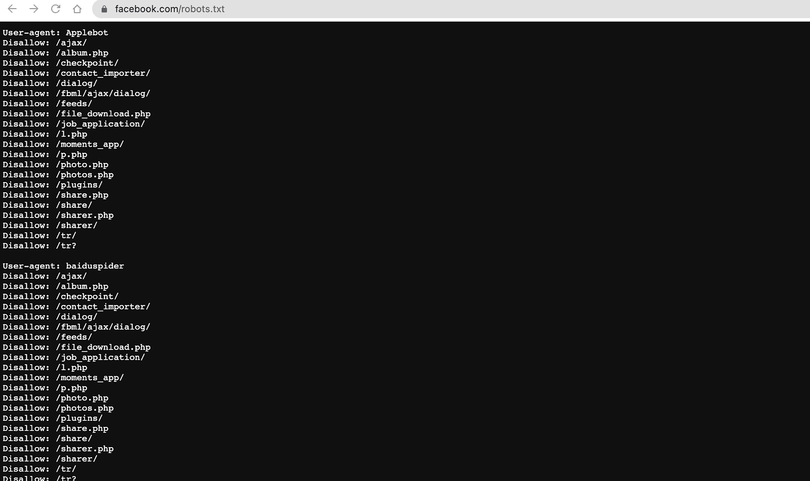 Before scraping data from Facebook, make sure to check the robots.txt file.